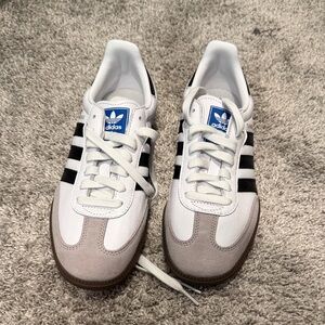 Adidas Samba White and Black Striped Sneakers